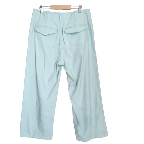 Rag & Bone Dylan Cropped Linen Wide Leg Pant Mint Green Size 8 Casual Business - Picture 5 of 13